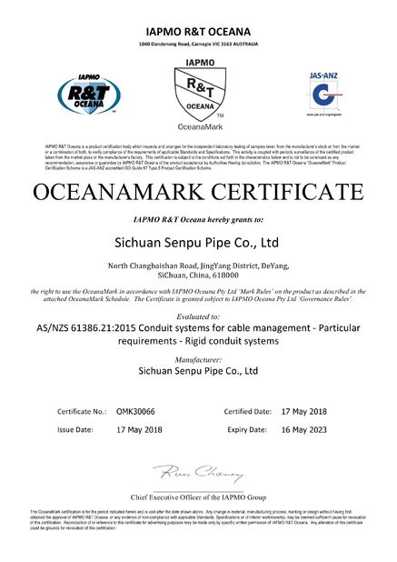 China Sichuan Senpu Pipe Co., Ltd. Certificaciones